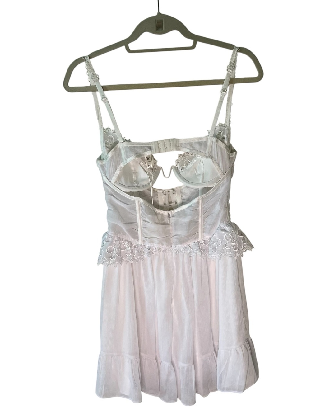 For Love & Lemons Farmhouse Lace Slip Mini Dress White Corset Bodice NWT Medium - Picture 10 of 14